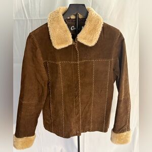 Cavalini Tan Leather Jacket with Cream Accents